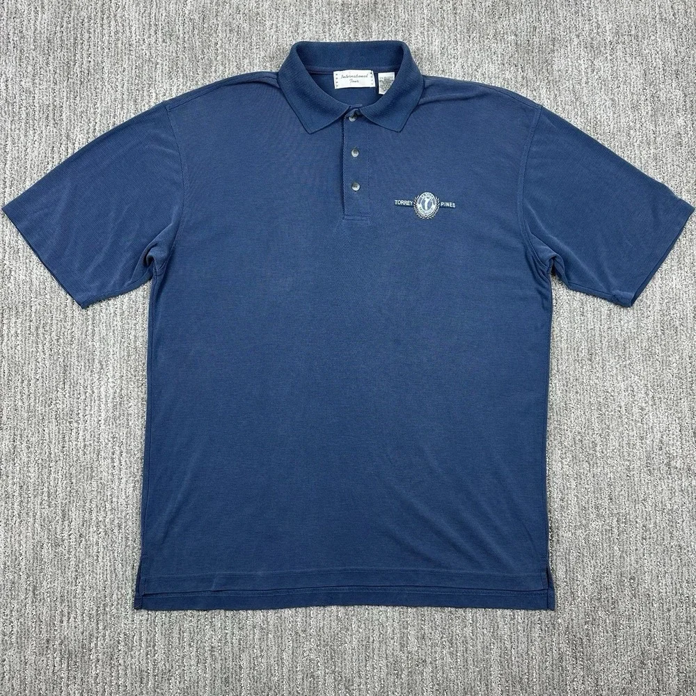 Torrey Pines Vintage Izod Club International Tour Polo Shirt Men's L Rayon Blend